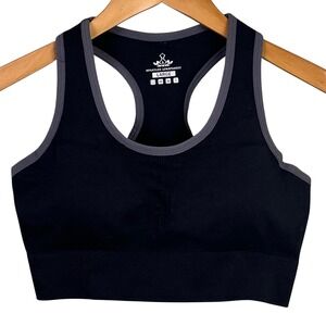 Healthyoga Black Athletic Yoga High Impact Racerback Padded Bra Large NWT‎